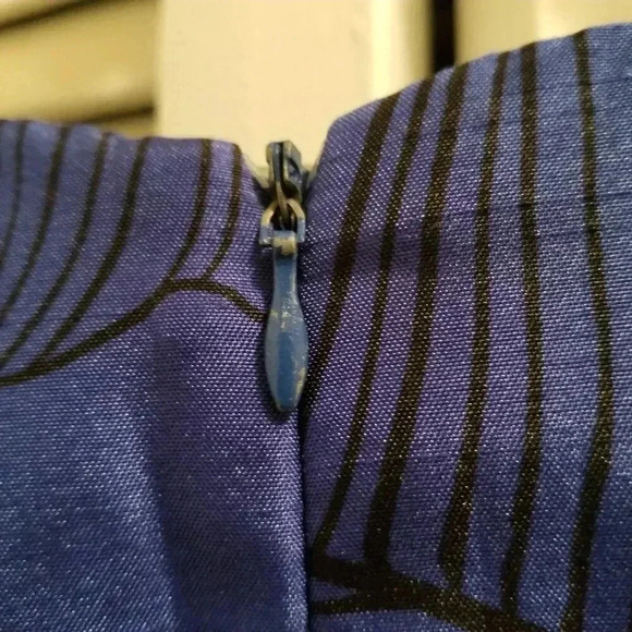 Sheri Martin Blue Empire Waist Sleeveless Shift Flowered Dress Sz 14 - Picture 5 of 5